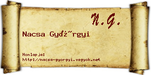 Nacsa Györgyi névjegykártya